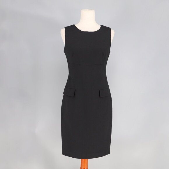 NWT CALVIN KLEIN Textured Knit Sleeveless Sheath Dress Cotton Black Size 6 - Picture 1 of 8